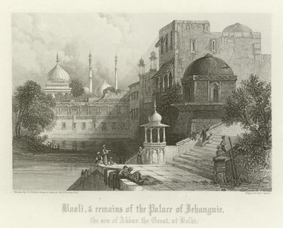 Baoli y restos del Palacio de Jahangir, Delhi, India de Thomas Colman Dibdin